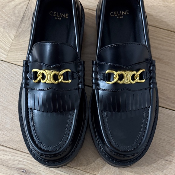 Celine Black Leather Loafers with Gold Hardware size 37 / US 7 - Picture 7 of 7